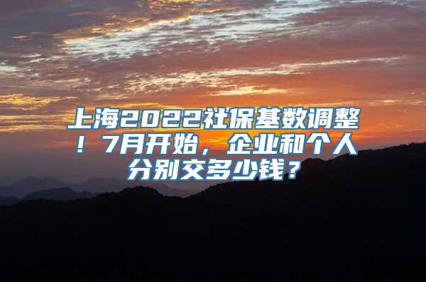 上海2022社保基数调整！7月开始，企业和个人分别交多少钱？