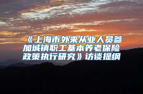 《上海市外来从业人员参加城镇职工基本养老保险政策执行研究》访谈提纲