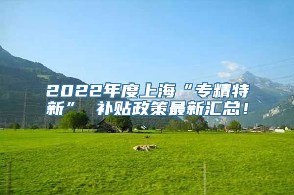 2022年度上海“专精特新” 补贴政策最新汇总！