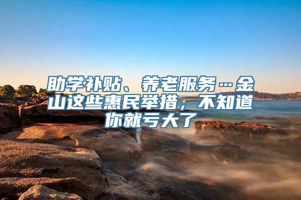 助学补贴、养老服务…金山这些惠民举措，不知道你就亏大了