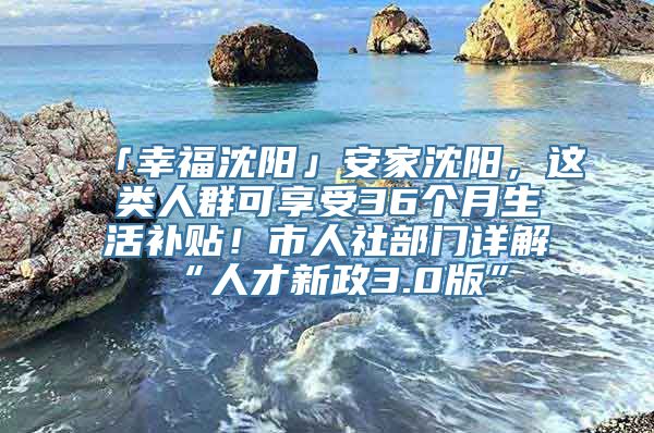 「幸福沈阳」安家沈阳，这类人群可享受36个月生活补贴！市人社部门详解“人才新政3.0版”