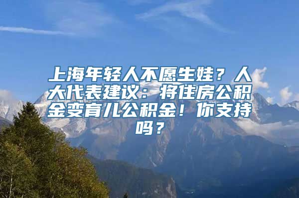 上海年轻人不愿生娃？人大代表建议：将住房公积金变育儿公积金！你支持吗？