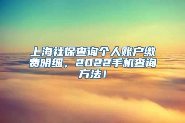 上海社保查询个人账户缴费明细，2022手机查询方法！