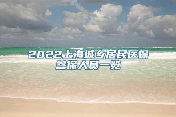 2022上海城乡居民医保参保人员一览