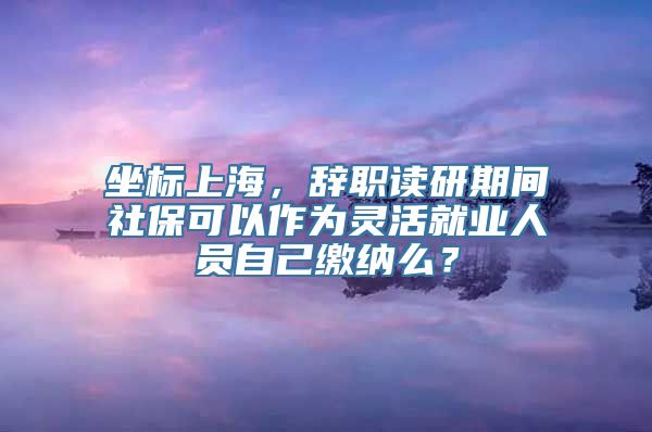 坐标上海，辞职读研期间社保可以作为灵活就业人员自己缴纳么？