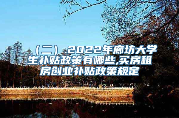 （二）.2022年廊坊大学生补贴政策有哪些,买房租房创业补贴政策规定