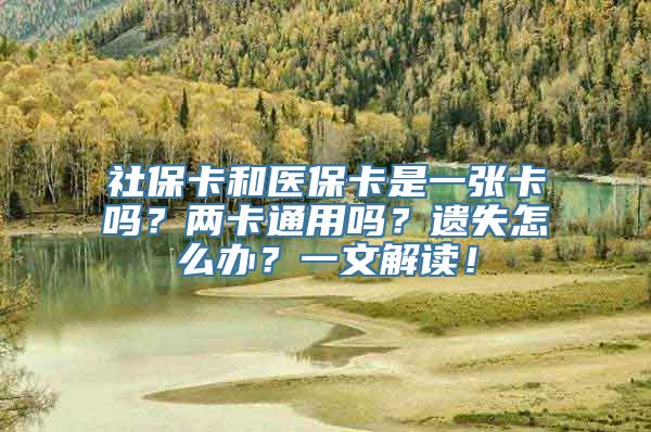 社保卡和医保卡是一张卡吗？两卡通用吗？遗失怎么办？一文解读！