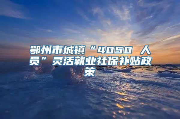 鄂州市城镇“4050 人员”灵活就业社保补贴政策