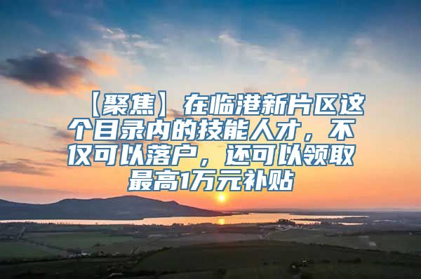 【聚焦】在临港新片区这个目录内的技能人才，不仅可以落户，还可以领取最高1万元补贴