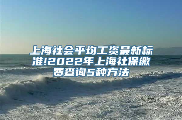 上海社会平均工资最新标准!2022年上海社保缴费查询5种方法