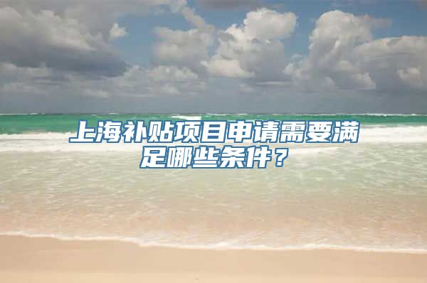 上海补贴项目申请需要满足哪些条件？