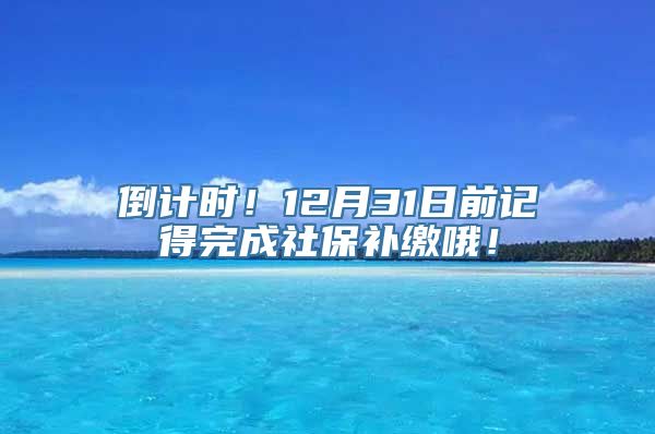 倒计时！12月31日前记得完成社保补缴哦！