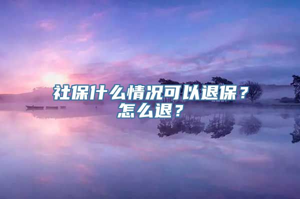 社保什么情况可以退保？怎么退？