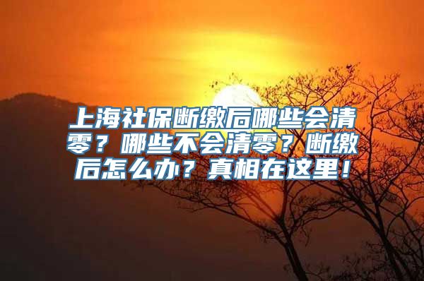 上海社保断缴后哪些会清零？哪些不会清零？断缴后怎么办？真相在这里！