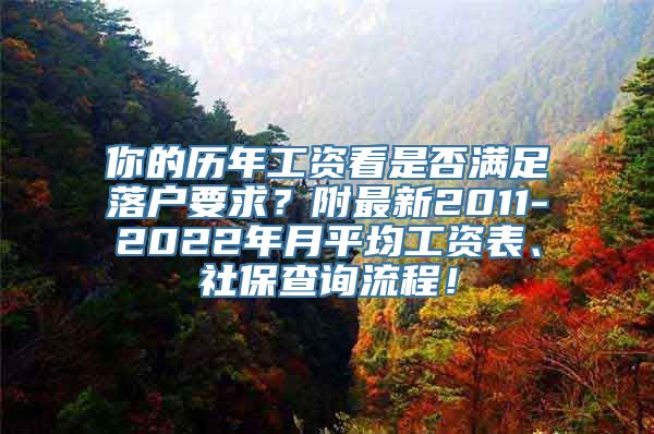 你的历年工资看是否满足落户要求？附最新2011-2022年月平均工资表、社保查询流程！