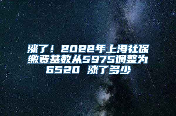 涨了！2022年上海社保缴费基数从5975调整为6520 涨了多少