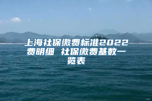 上海社保缴费标准2022费明细 社保缴费基数一览表