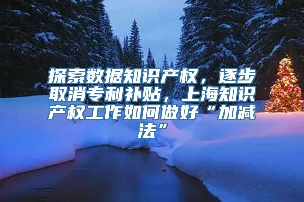 探索数据知识产权，逐步取消专利补贴，上海知识产权工作如何做好“加减法”