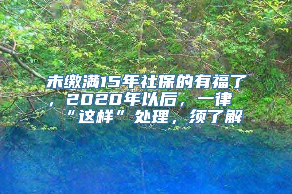 未缴满15年社保的有福了，2020年以后，一律“这样”处理，须了解