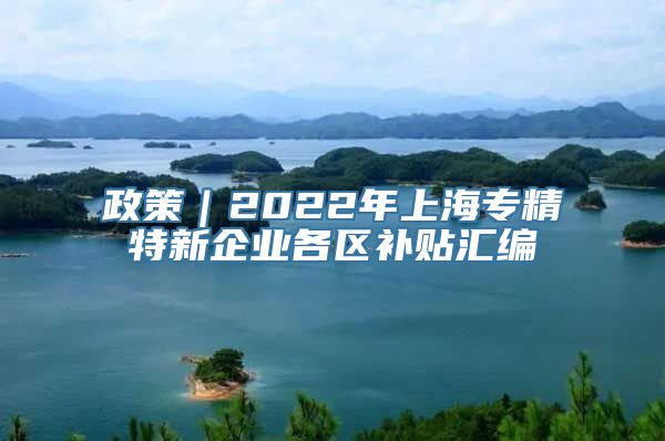 政策｜2022年上海专精特新企业各区补贴汇编