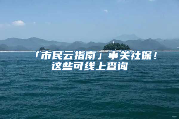 「市民云指南」事关社保！这些可线上查询