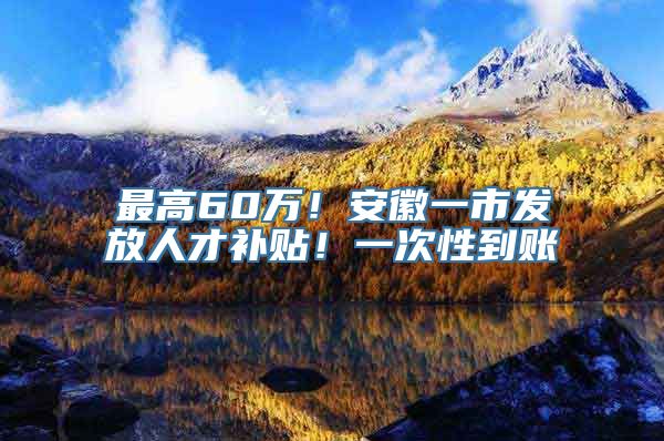 最高60万！安徽一市发放人才补贴！一次性到账