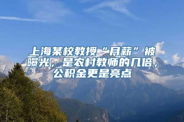 上海某校教授“月薪”被曝光，是农村教师的几倍，公积金更是亮点