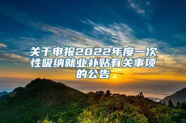 关于申报2022年度一次性吸纳就业补贴有关事项的公告