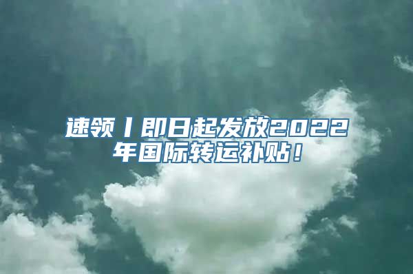 速领丨即日起发放2022年国际转运补贴！