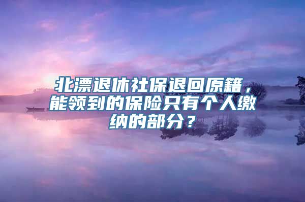 北漂退休社保退回原籍，能领到的保险只有个人缴纳的部分？