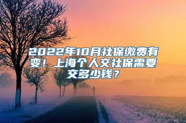 2022年10月社保缴费有变！上海个人交社保需要交多少钱？