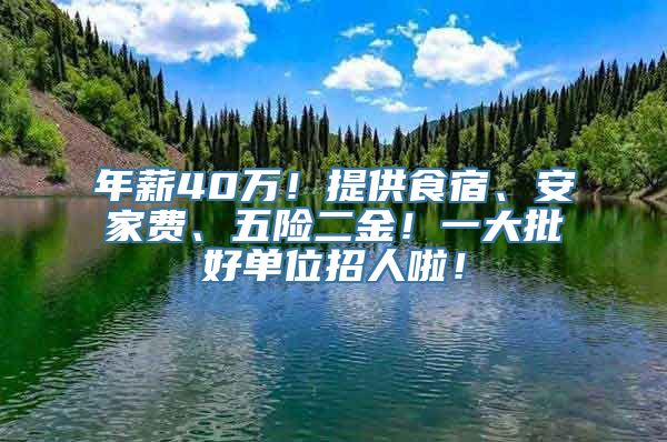 年薪40万！提供食宿、安家费、五险二金！一大批好单位招人啦！