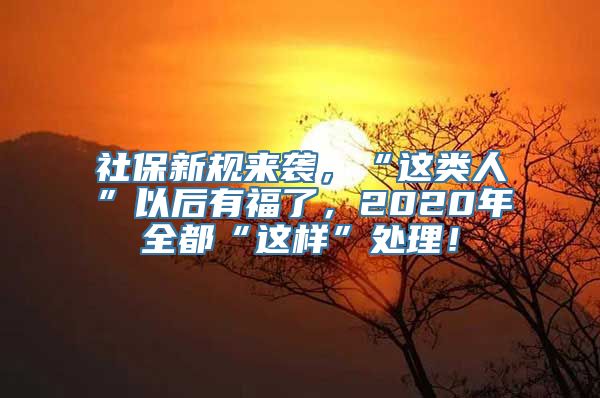 社保新规来袭，“这类人”以后有福了，2020年全都“这样”处理！