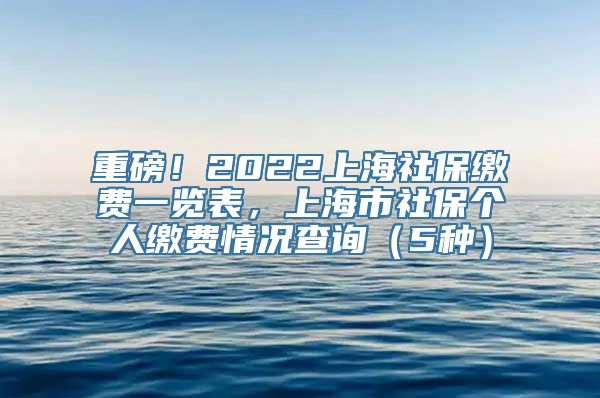 重磅！2022上海社保缴费一览表，上海市社保个人缴费情况查询（5种）