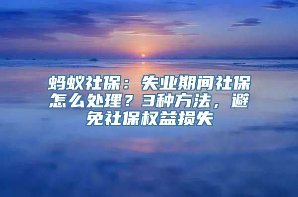 蚂蚁社保：失业期间社保怎么处理？3种方法，避免社保权益损失