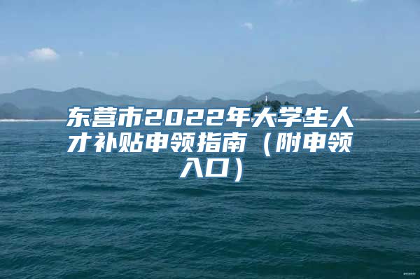 东营市2022年大学生人才补贴申领指南（附申领入口）