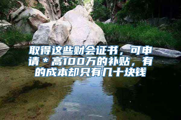 取得这些财会证书，可申请＊高100万的补贴，有的成本却只有几十块钱