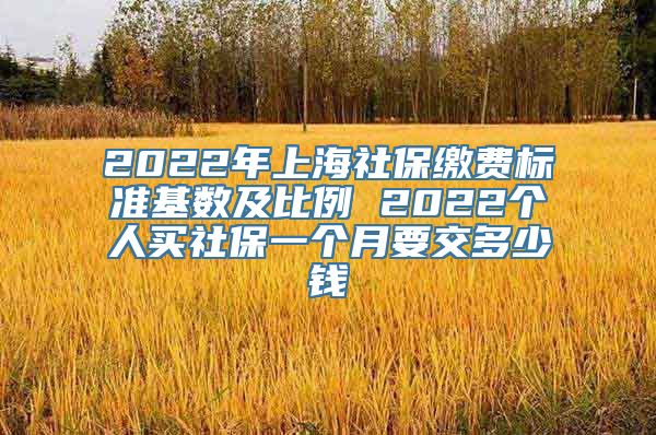 2022年上海社保缴费标准基数及比例 2022个人买社保一个月要交多少钱