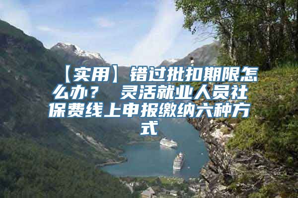 【实用】错过批扣期限怎么办？ 灵活就业人员社保费线上申报缴纳六种方式