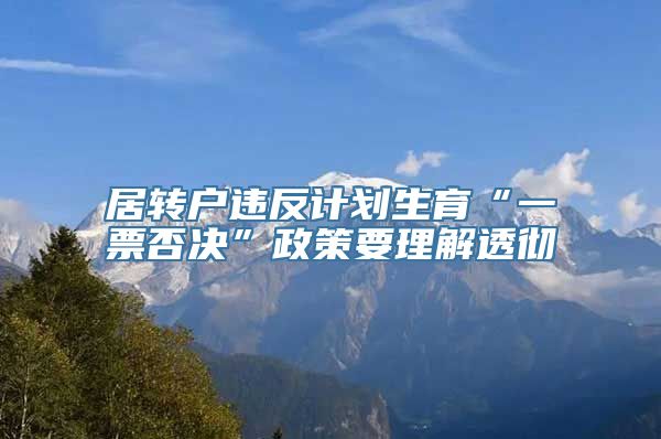 居转户违反计划生育“一票否决”政策要理解透彻