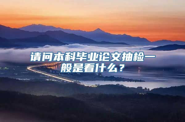 请问本科毕业论文抽检一般是看什么？