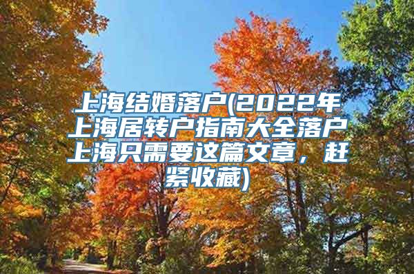 上海结婚落户(2022年上海居转户指南大全落户上海只需要这篇文章，赶紧收藏)