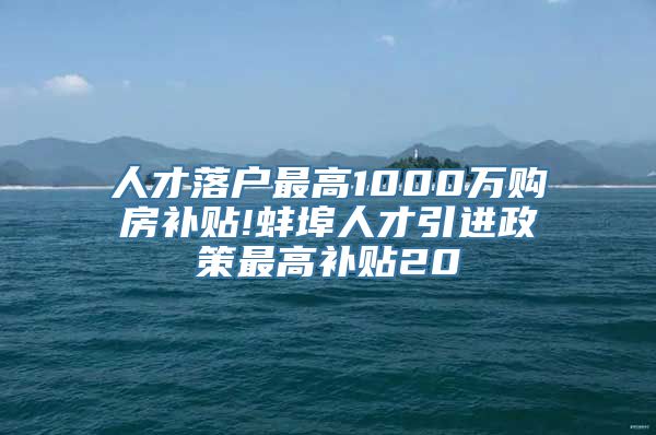 人才落户最高1000万购房补贴!蚌埠人才引进政策最高补贴20