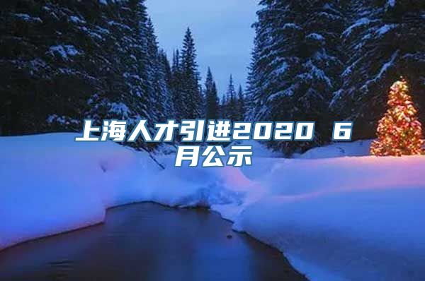 上海人才引进2020 6月公示