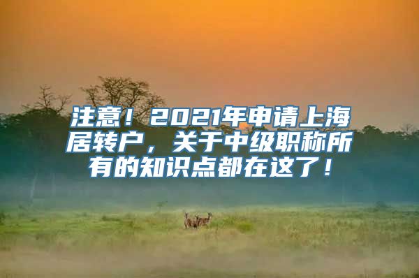 注意！2021年申请上海居转户，关于中级职称所有的知识点都在这了！