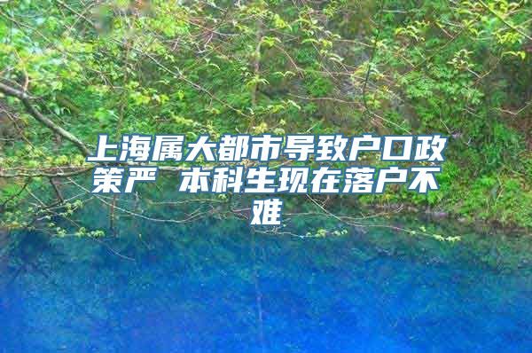 上海属大都市导致户口政策严 本科生现在落户不难