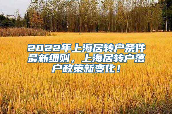 2022年上海居转户条件最新细则，上海居转户落户政策新变化！