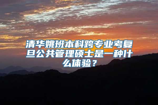 清华姚班本科跨专业考复旦公共管理硕士是一种什么体验？