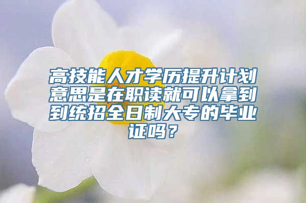 高技能人才学历提升计划意思是在职读就可以拿到到统招全日制大专的毕业证吗？