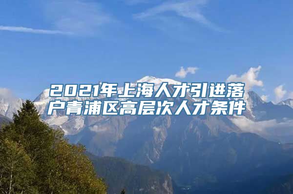 2021年上海人才引进落户青浦区高层次人才条件